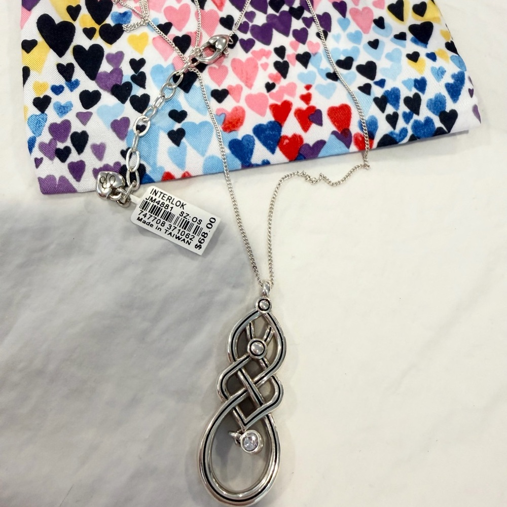 Brighton Silver Interlok Knot Necklace NWT